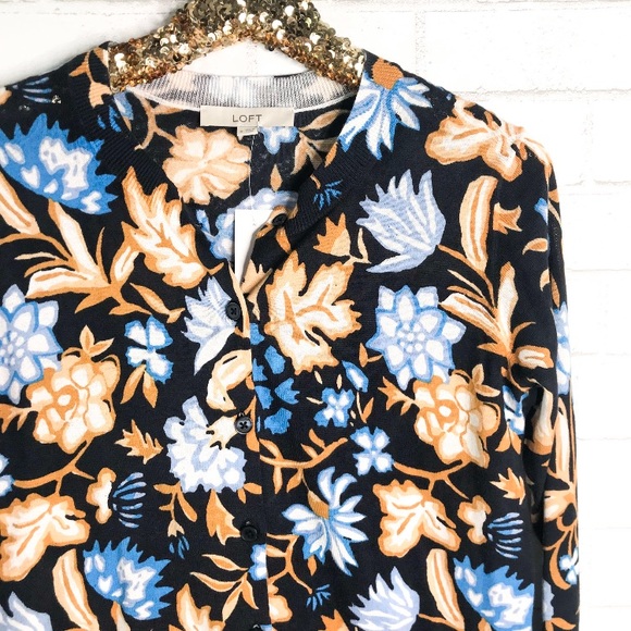 LOFT Signature Cardigan Fall Floral - Picture 3 of 5